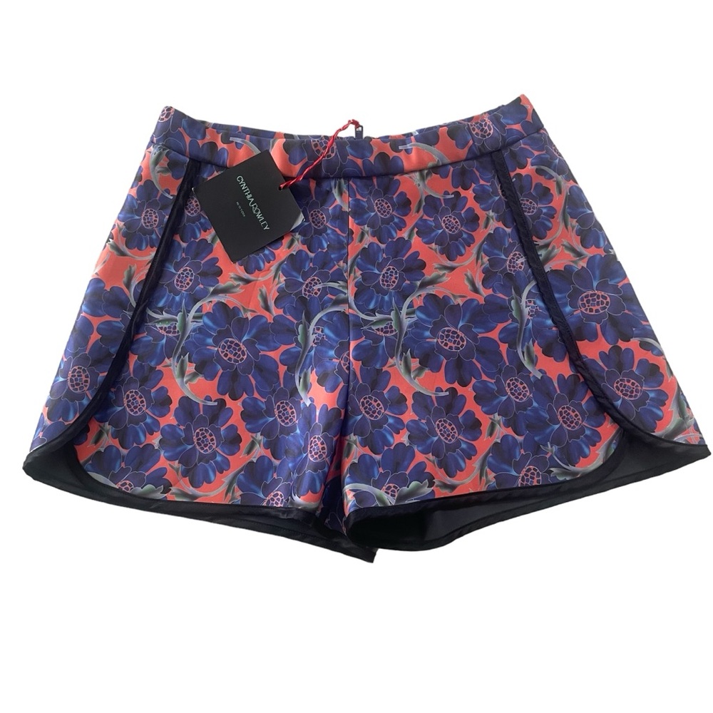 Cynthia Rowley Neoprene Shorts Large Orange Flower NWT NEW Blue Purple